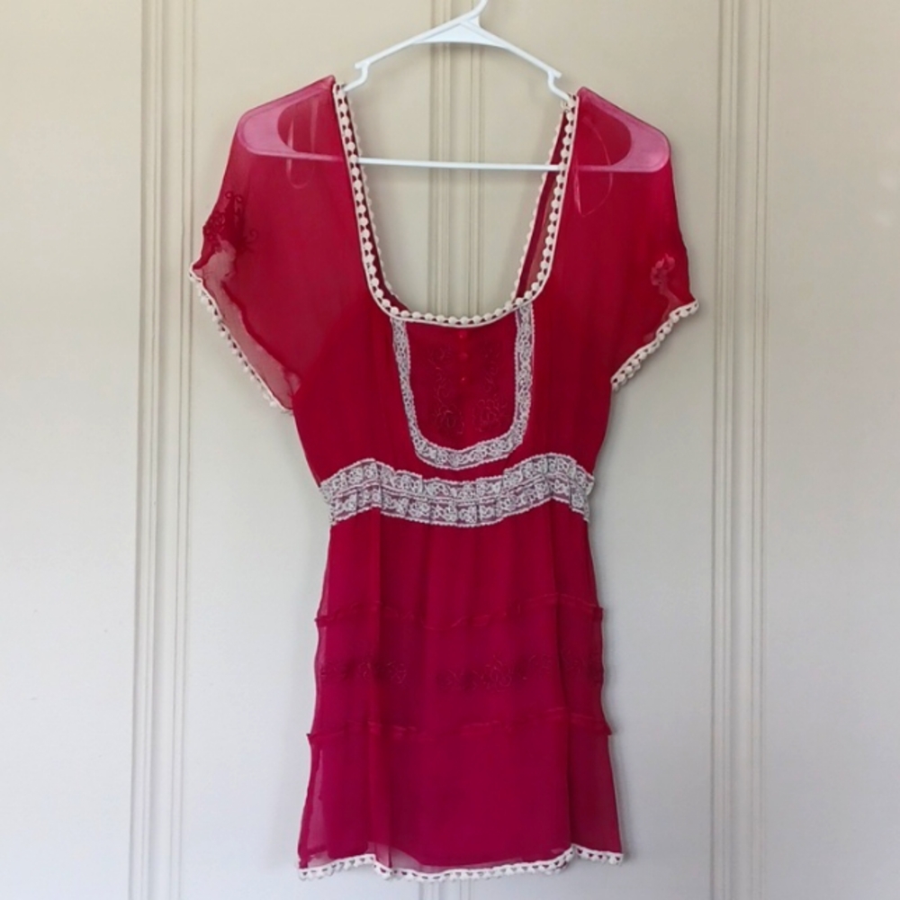 MM Couture By Miss Me Sweet Silk, French Maid Style, Wine Color Top W - M to L